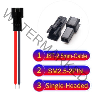 JST 2.5mm SM2.54 2Pin Female Single-Headed Cable