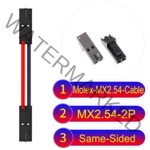 Molex 2.54mm MX2.54 2Pin Same-Side-Head Cable