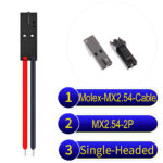 Molex 2.54mm MX2.54 2Pin Single-Headed Cable