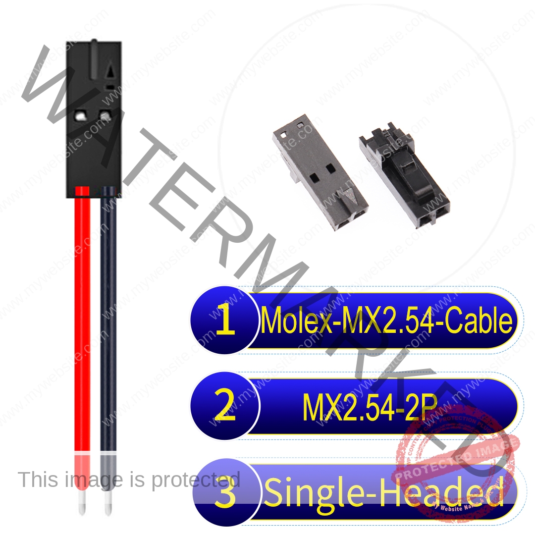 Molex 2.54mm MX2.54 2Pin Single-Headed Cable