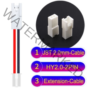 JST HY2.0mm 2-Pin Extension Cable 22AWG PVC Cable