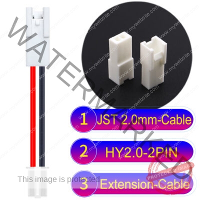 JST HY2.0mm 2-Pin Extension Cable 22AWG PVC Cable