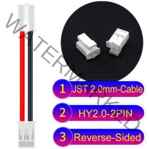 JST HY2.0mm 2-Pin Reverse-Side-Head 22AWG PVC Cable