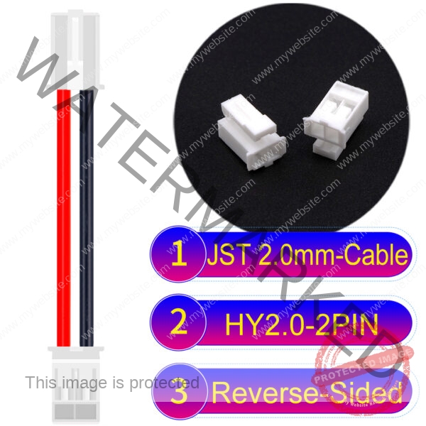 JST HY2.0mm 2-Pin Reverse-Side-Head 22AWG PVC Cable