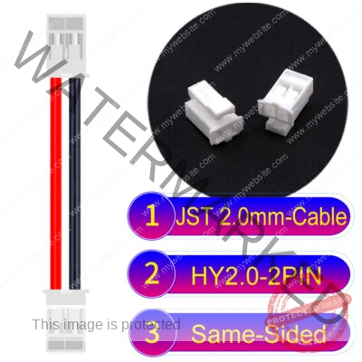 JST HY2.0mm 2-Pin Same-Side-Head 22AWG PVC Cable