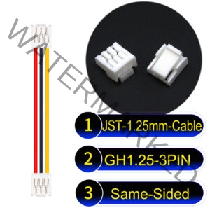 JST GH1.25mm 3-Pin Same-Side-Head 28AWG PVC Cable