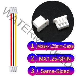 Molex MX1.25mm Picoblade 3-Pin Same-Side-Head 28AWG UL1571 Cable