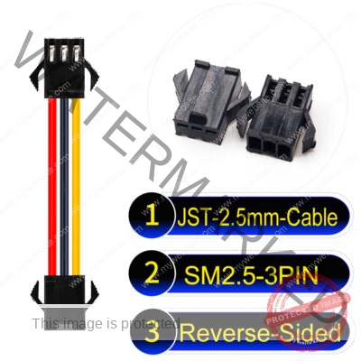 JST 2.5mm SM2.54 3Pin Reverse-Side-Head Cable