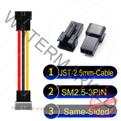 JST 2.5mm SM2.54 3Pin Female Same-Side-Head Cable