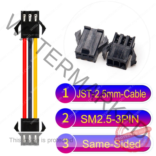 JST 2.5mm SM2.54 3Pin Male Same-Side-Head Cable