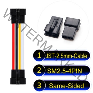 JST 2.5mm SM2.54 4Pin Female Same-Side-Head Cable