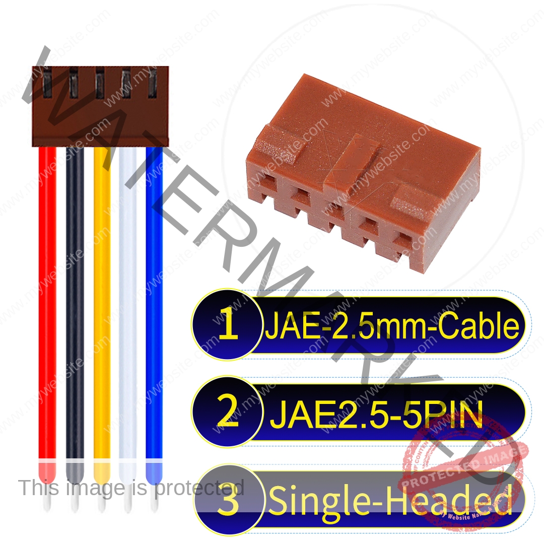 JAE 2.5mm 5-Pin Single-Headed 22AWG PVC Cable