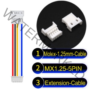 Molex MX1.25mm Picoblade 5-Pin Male Female Extension Cable 28AWG UL1571 Cable