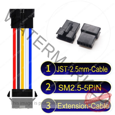 JST 2.5mm SM2.54 5Pin Male Female Extension Cable