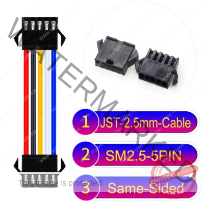 JST 2.5mm SM2.54 5Pin Male Same-Side-Head Cable