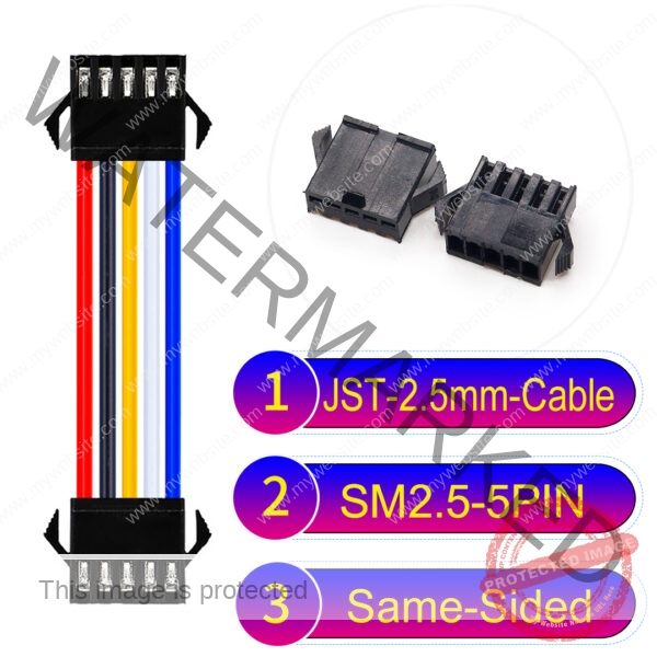 JST 2.5mm SM2.54 5Pin Male Same-Side-Head Cable