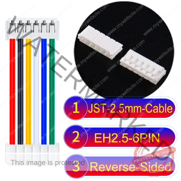 JST EH2.5 6-Pin Reverse-Side-Head 2.5mm PVC Cable