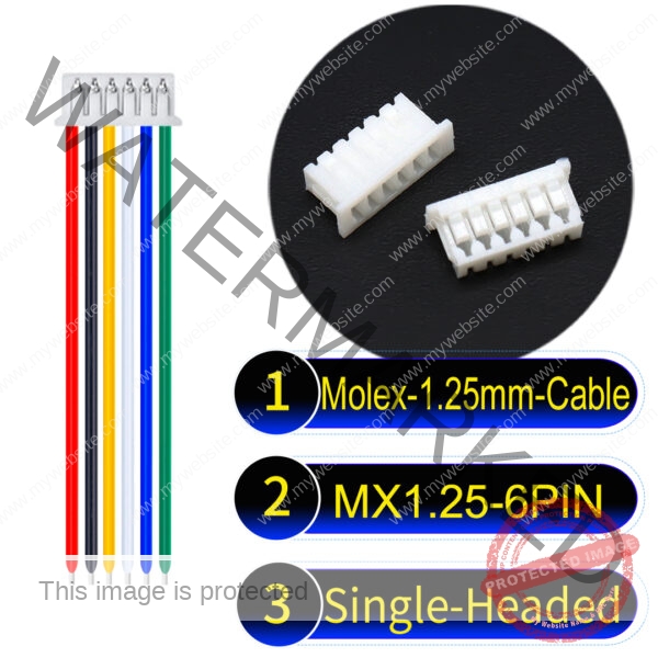 Molex MX1.25mm Picoblade 6-Pin Single-Headed 28AWG UL1571 Cable