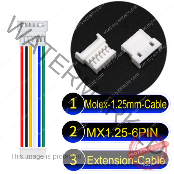 Molex MX1.25mm Picoblade 6-Pin Male Female Extension Cable 28AWG UL1571 Cable