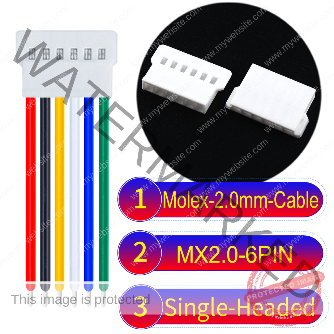 Molex MX2.0mm 6-Pin Male Single-Headed Cable