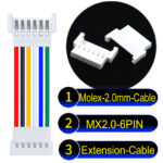 Molex MX2.0mm 6-Pin Male Female Extension Cable