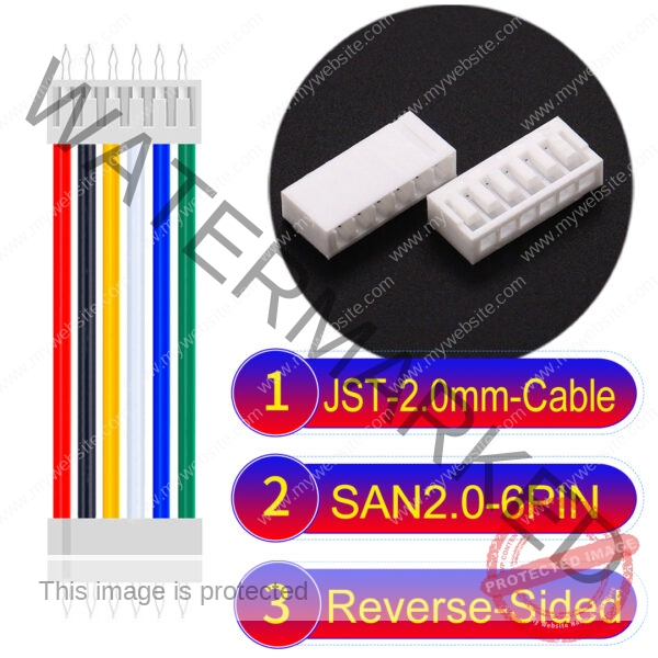 JST 2.0mm SAN2.0 6Pin Reverse-Side-Head Cable