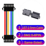 JST 2.5mm SM2.54 6Pin Male Same-Side-Head Cable