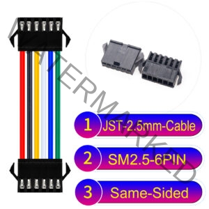 JST 2.5mm SM2.54 6Pin Male Same-Side-Head Cable