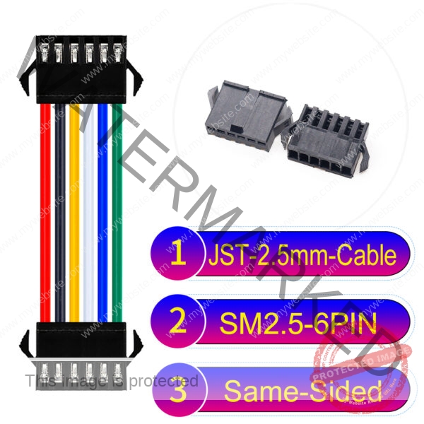 JST 2.5mm SM2.54 6Pin Male Same-Side-Head Cable