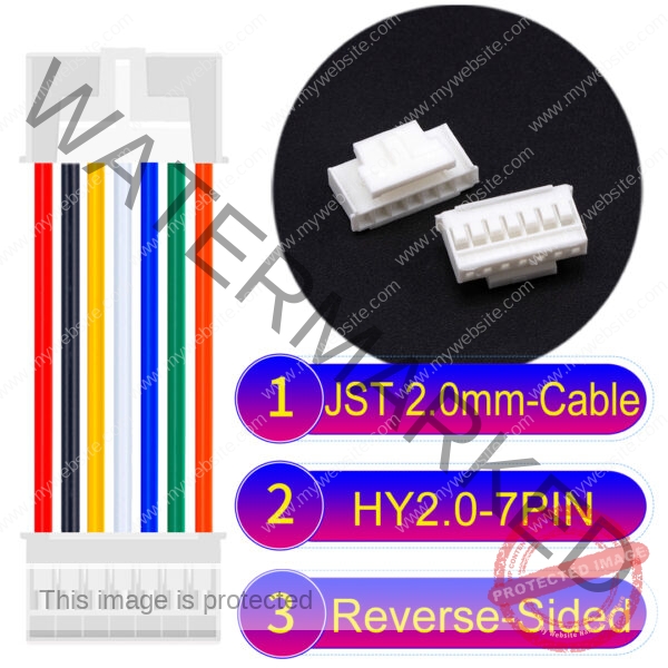 JST HY2.0mm 7-Pin Reverse-Side-Head 22AWG PVC Cable