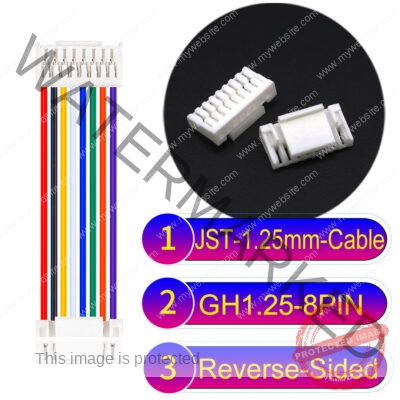 JST GH1.25mm 8-Pin Reverse-Side-Head 28AWG PVC Cable