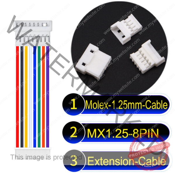 Molex MX1.25mm Picoblade 8-Pin Male Female Extension Cable 28AWG UL1571 Cable