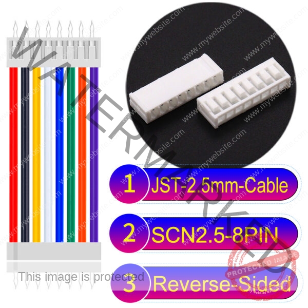 JST 2.5mm SCN2.5 8Pin Reverse-Side-Head Cable