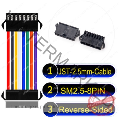 JST 2.5mm SM2.54 8Pin Reverse-Side-Head Cable