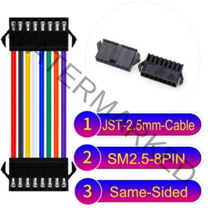 JST 2.5mm SM2.54 8Pin Male Same-Side-Head Cable