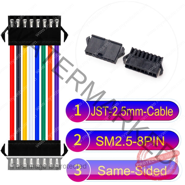 JST 2.5mm SM2.54 8Pin Male Same-Side-Head Cable