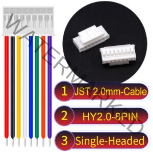 JST HY2.0mm 8-Pin Single-Headed 22AWG PVC Cable