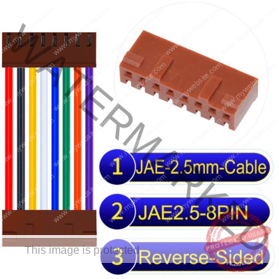 JAE 2.5mm 8-Pin Reverse-Side-Head 22AWG PVC Cable