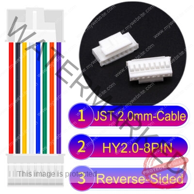 JST HY2.0mm 8-Pin Reverse-Side-Head 22AWG PVC Cable