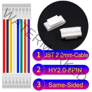 JST HY2.0mm 8-Pin Same-Side-Head 22AWG PVC Cable