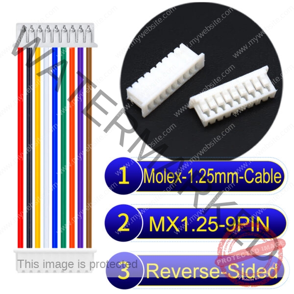 Molex MX1.25mm Picoblade 9-Pin Reverse-Side-Head 28AWG UL1571 Cable