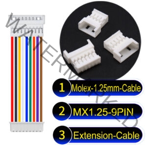 Molex MX1.25mm Picoblade 9-Pin Male Female Extension Cable 28AWG UL1571 Cable