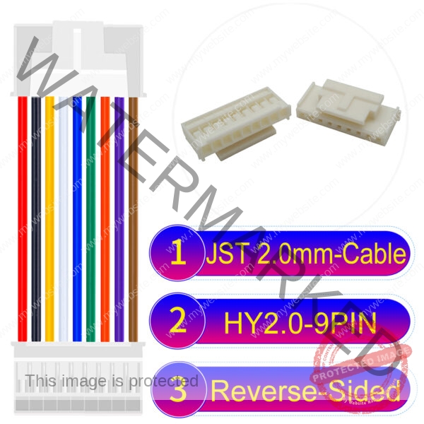 JST HY2.0mm 9-Pin Reverse-Side-Head 22AWG PVC Cable