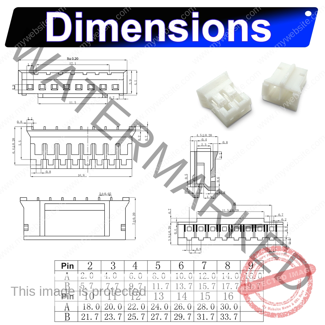 JST PHR2.0 2.0mm housing 2P 3P 4P 5P 6P 7P 8P 9P 10P 12P