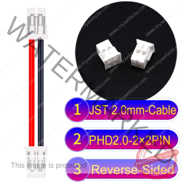 JST PHD2.0 2×2Pin Dual Row Reverse-Side-Head Cable