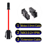 Molex MX3.0mm Dual Row 2×1Pin Male Female Extension Micro-Fit Cable