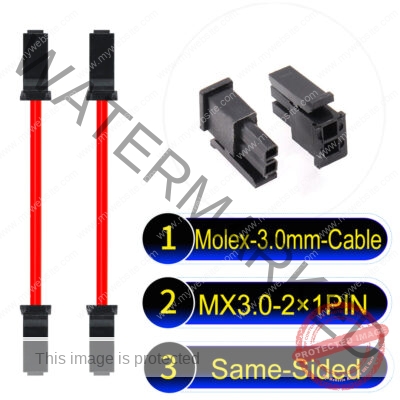 Molex MX3.0mm Dual Row 2×1Pin Male Single-Headed Micro-Fit Cable