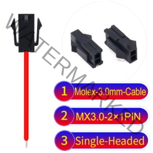 Molex MX3.0mm Dual Row 2×1Pin Female Single-Headed Micro-Fit Cable