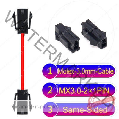 Molex MX3.0mm Dual Row 2×1Pin Female Same-Side-Head Micro-Fit Cable