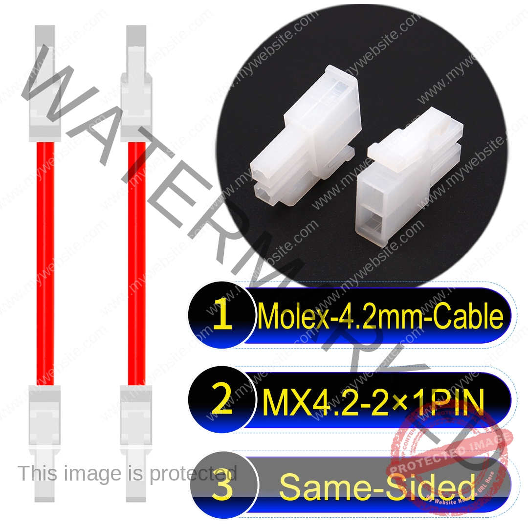 Molex MX4.2mm Dual Row 2×1Pin Mini-Fit Jr Male Same-Side-Head Cable